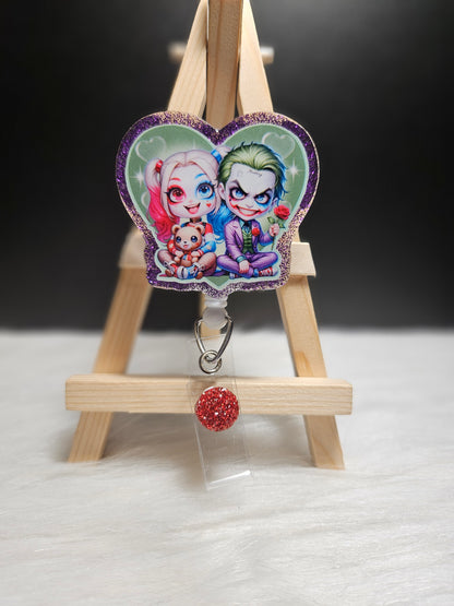 Cartoon Joker And Harley Badge