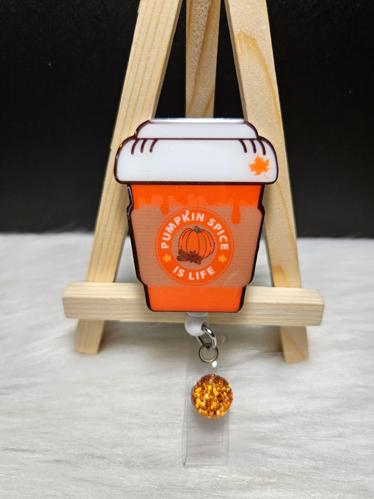 Fall Coffee Cup Badge Reel