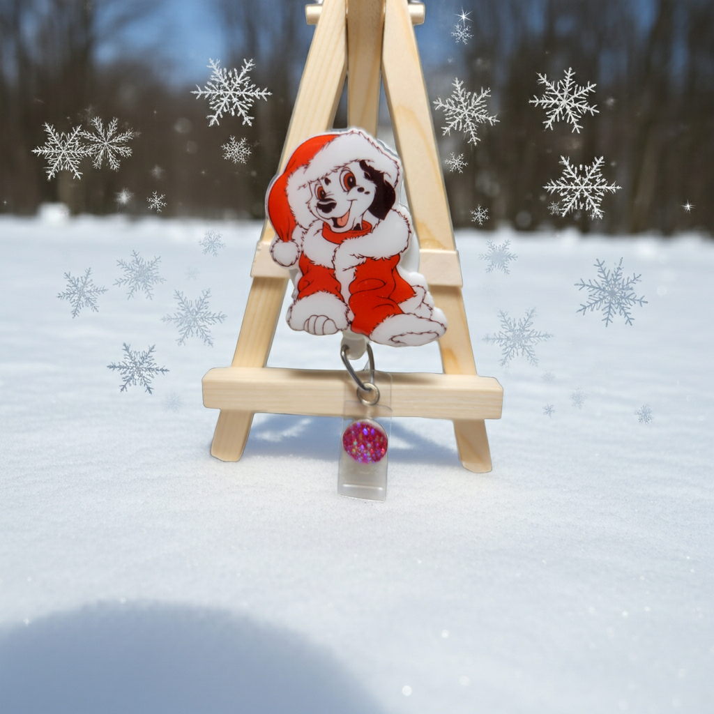 Dalmatian Christmas Badge Reel