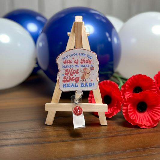 4th Of July Hot Dog Badge