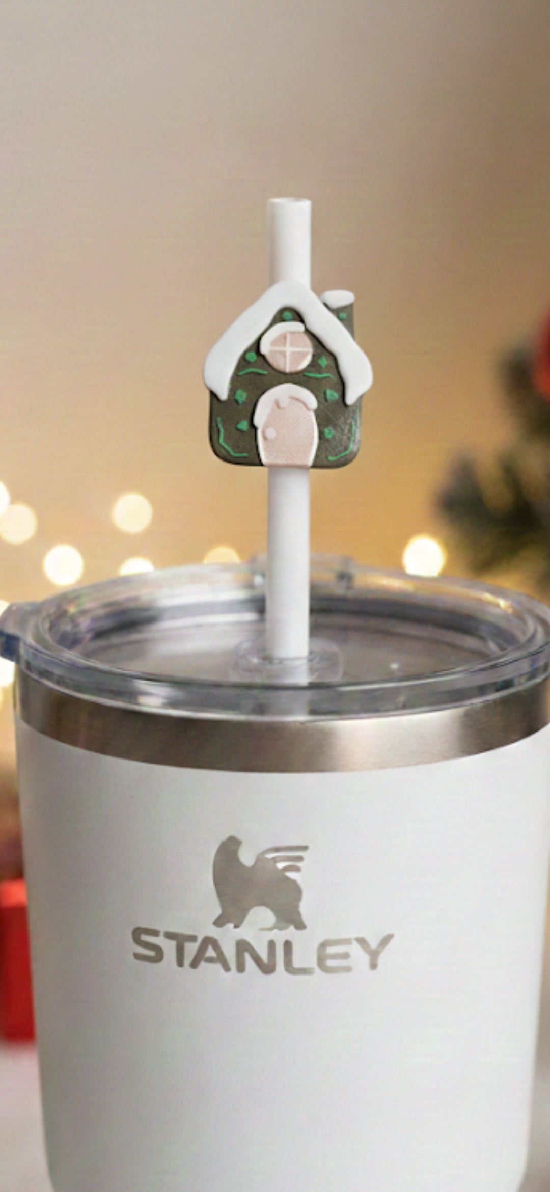 3D Printed Christmas House Straw Topper