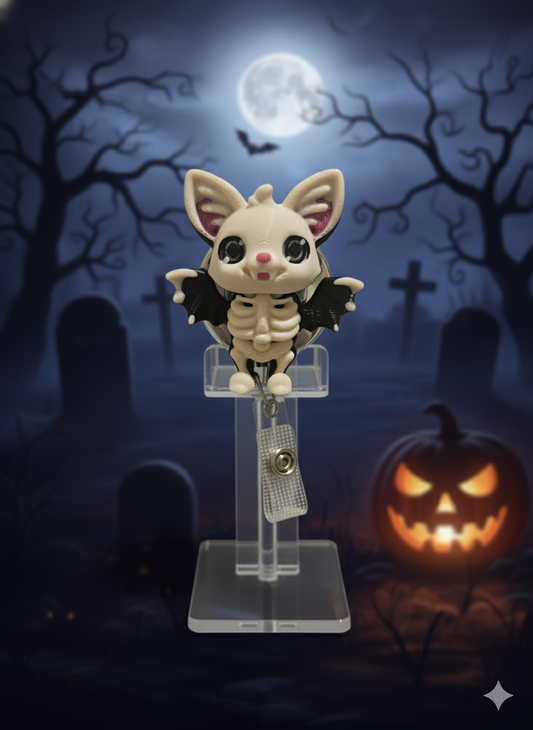 3D Printed Bat Badge Reel - Gothic Halloween Style
