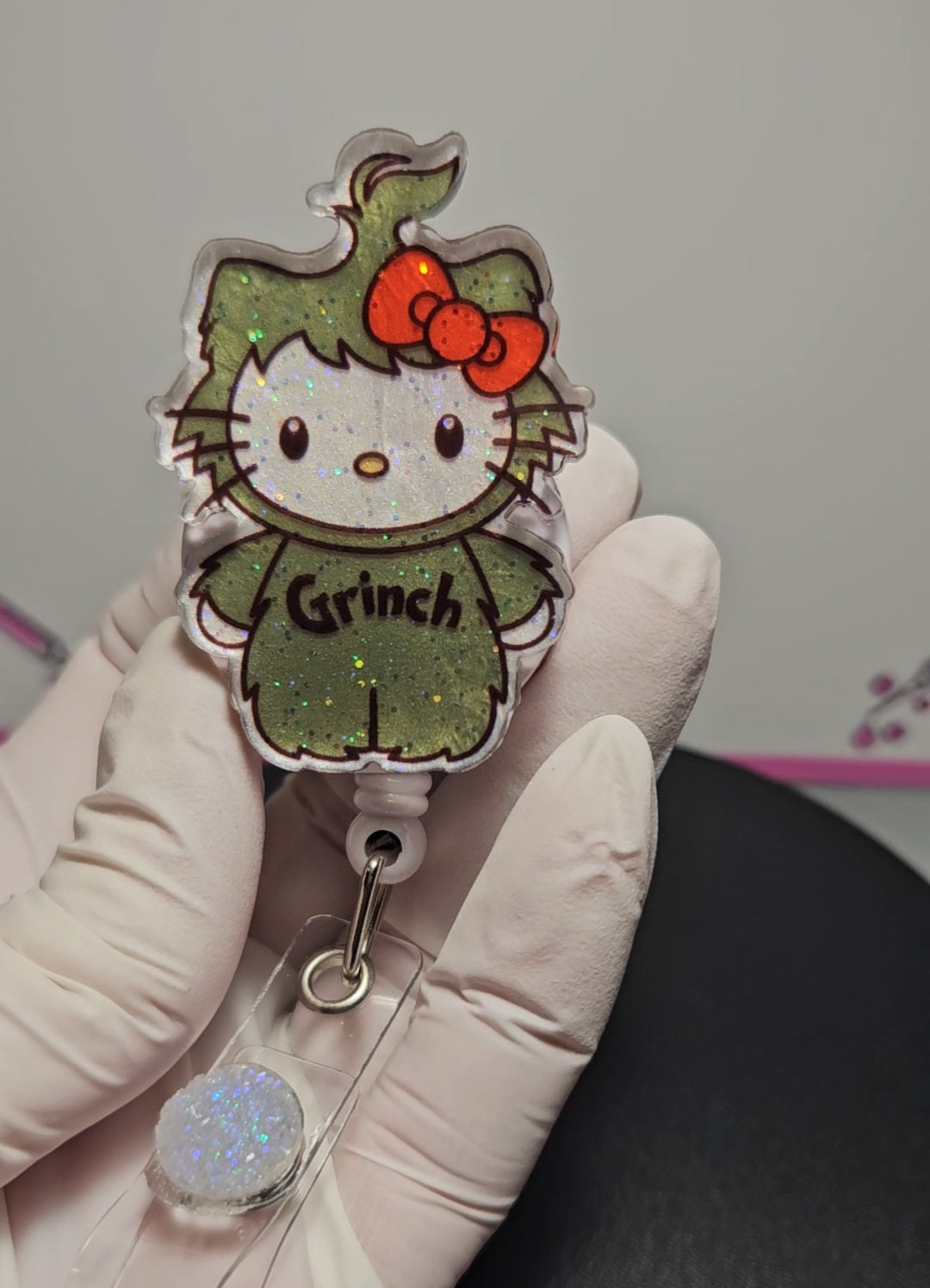 Kitty Grinch Badge Reel
