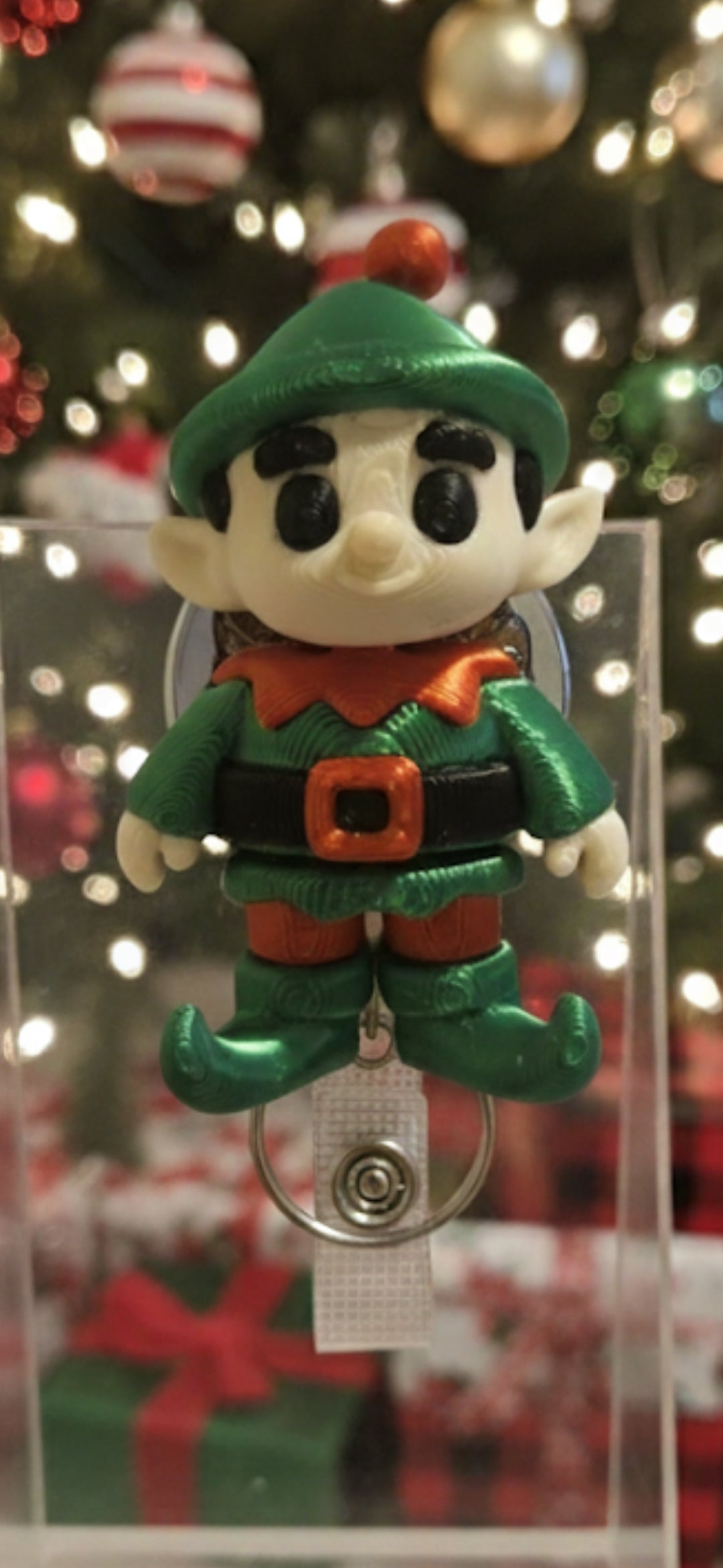 3D Printed Christmas Elf Badge Reel - Holiday Cheer Style