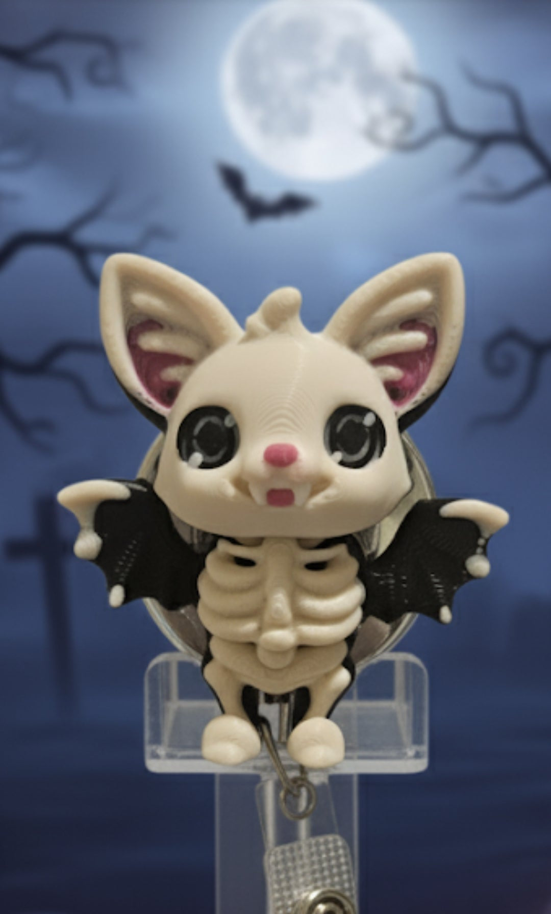 3D Printed Bat Badge Reel - Gothic Halloween Style